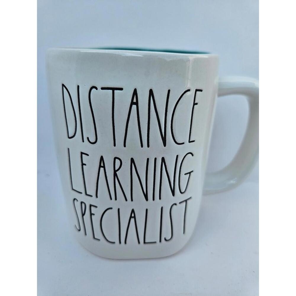 Rae Dunn "DISTANCE LEARNING SPECIALIST" Mug | White & Teal Ceramic